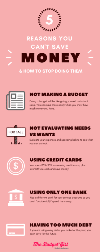 5 Reasons you can't save money - Budgets Made Easy