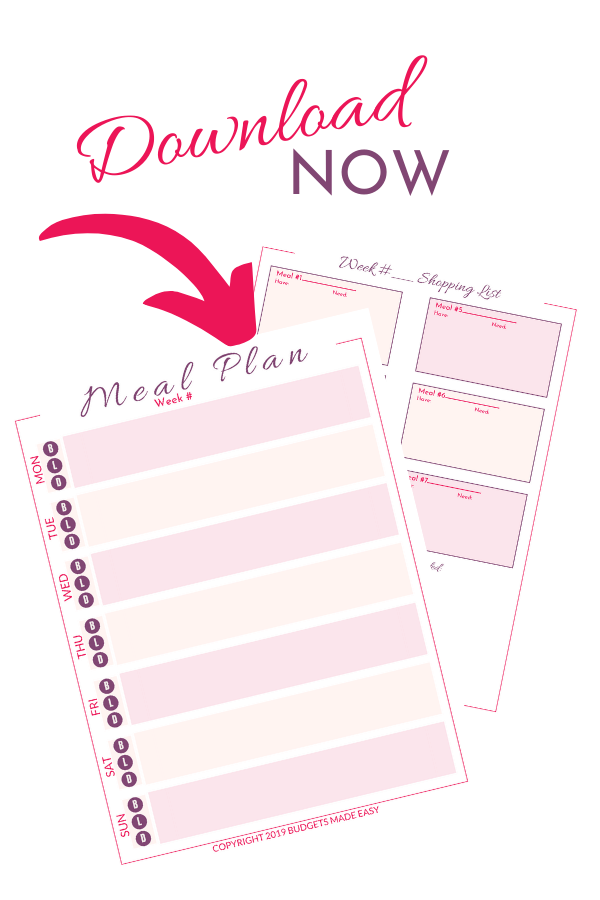 meal planning sheets