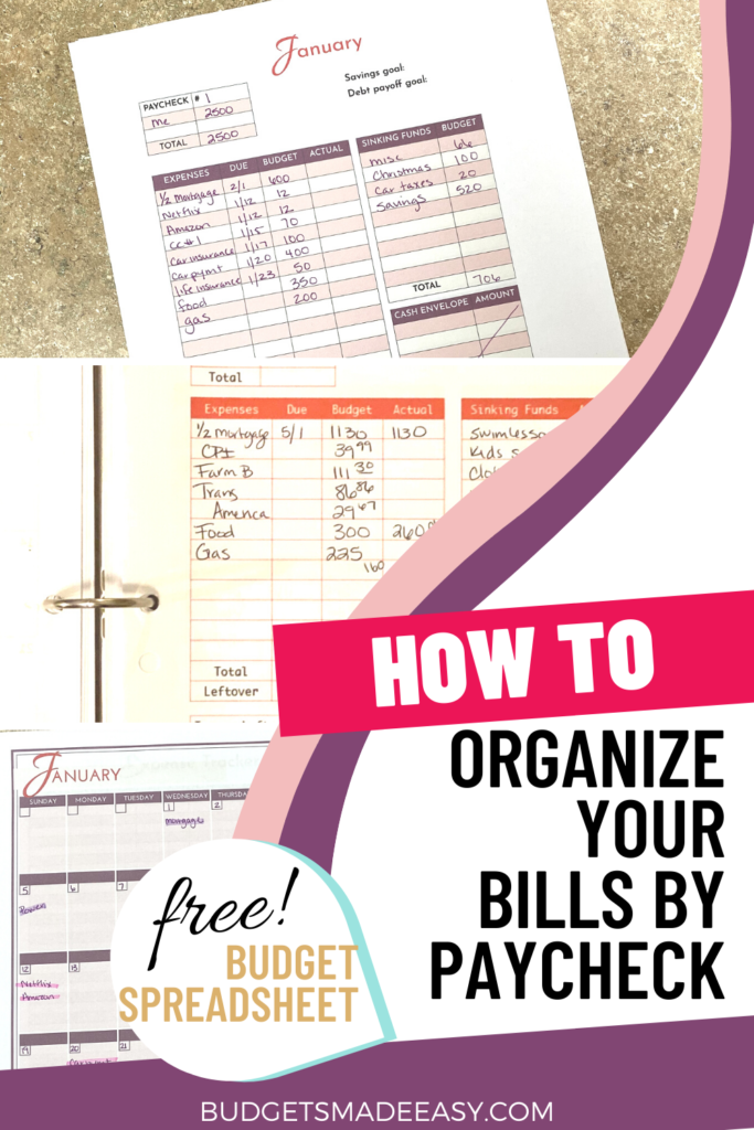 how to organize your bills on a spreadsheet